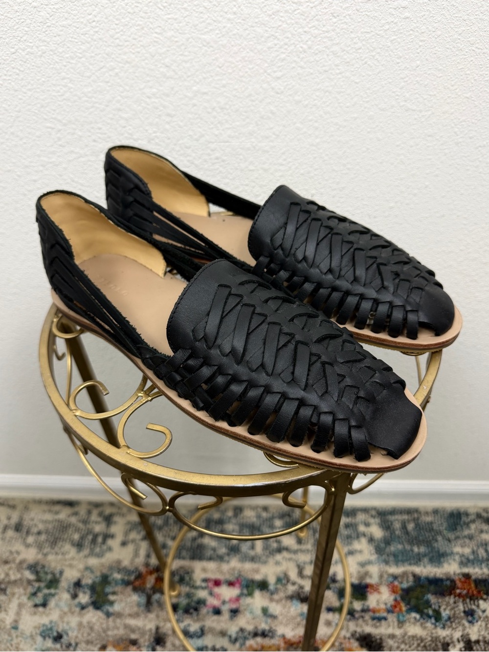 Nisolo Black NIB UNISEX Woven Leather Huarache Flats Size 10.5